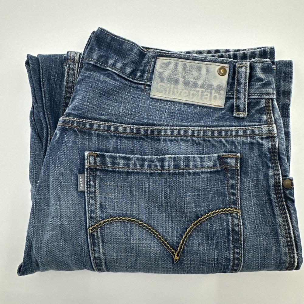Vtg Levis Silvertab Baggy Jeans Sz 34x29 Blue Y2K Denim Hip Hop 90s Tag Wide Leg